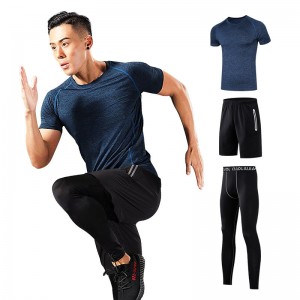FDMM003-3 Κοστούμι ανδρικής Fitness, T-shirt + Loose Shorts + Σφιχτά παντελόνια για τρέξιμο
