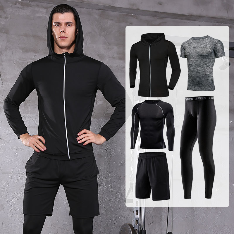 FDM021-5 Pcs Mens Workout Clothes Set Fitness Suit Sportswear