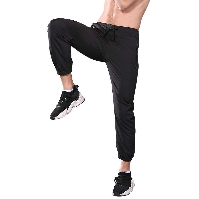 FDM023-Mens Littight Joggers Pants Zipper Pockets Gym Workout